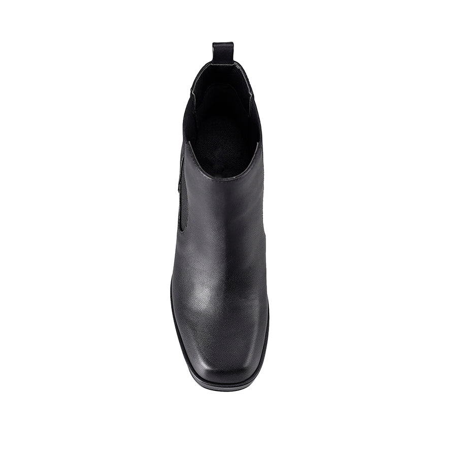Ava Platform Ankle Boots - Black Smooth