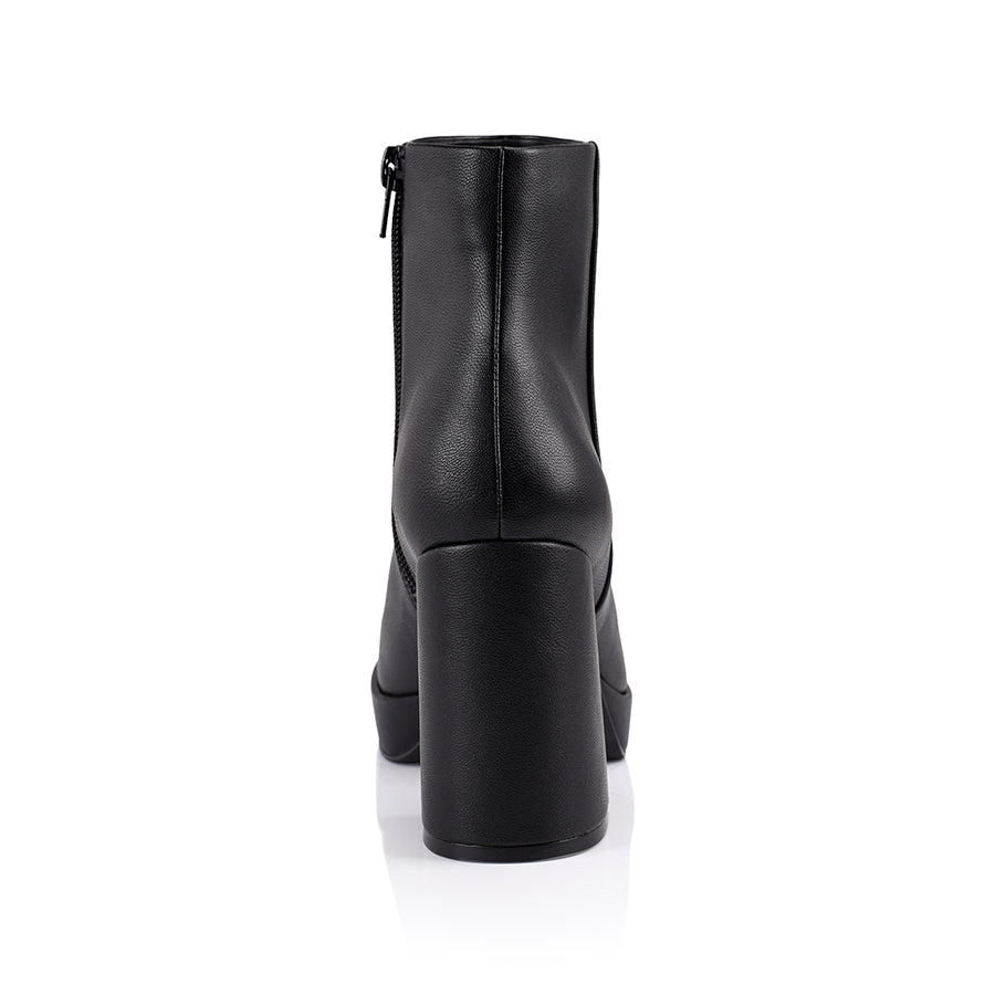 Avery Platform Ankle Boots - Black Smooth