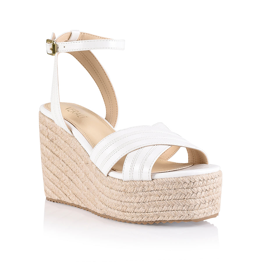 Callie Rope Wedges - White Softee – Verali Shoes