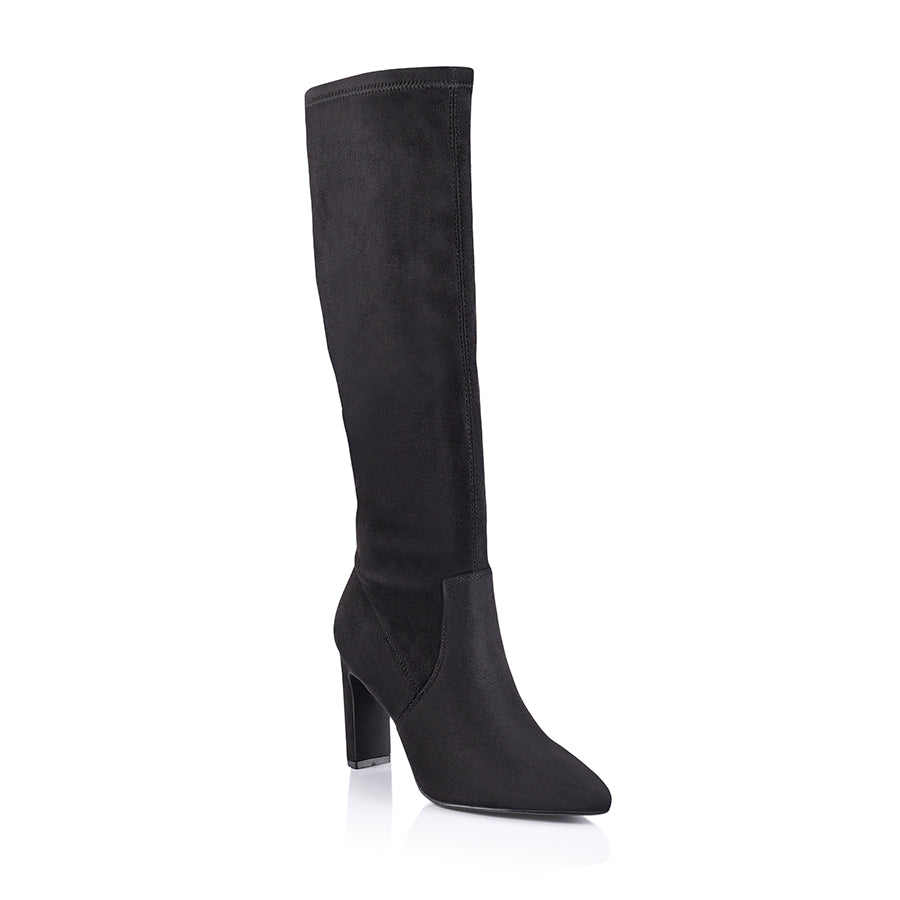 Effy Tall Boots - Black Micro – Verali Shoes