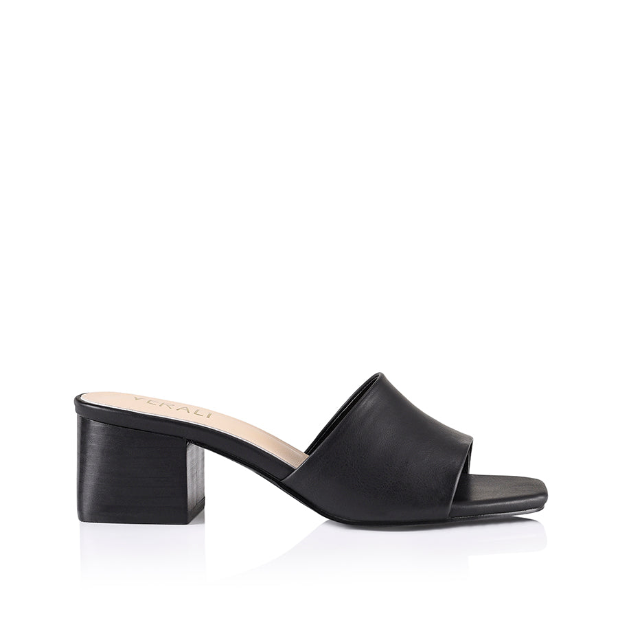 Eleni Block Heel Mules - Black Softee