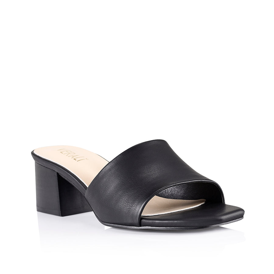 Eleni Block Heel Mules - Black Softee