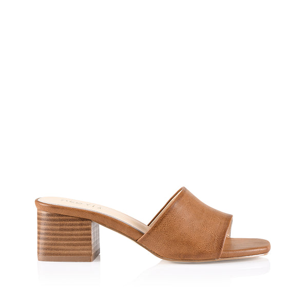 Eleni Block Heel Mules Tan Softee Verali Shoes