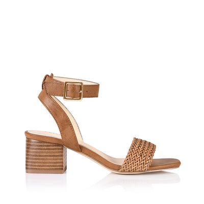 Tan sandals with small heel sales