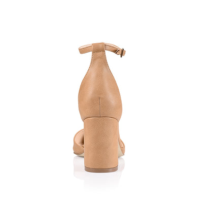 Tan closed toe block heels discount