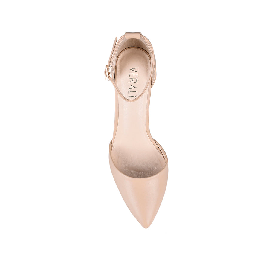 Enzo Closed Toe Block Heels - Nude Smooth