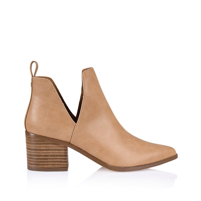 Fierce Cut Out Ankle Boots Caramel Verali Shoes