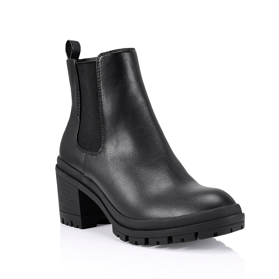 Georgia Chunky Combat Boots Black Smooth Verali Shoes