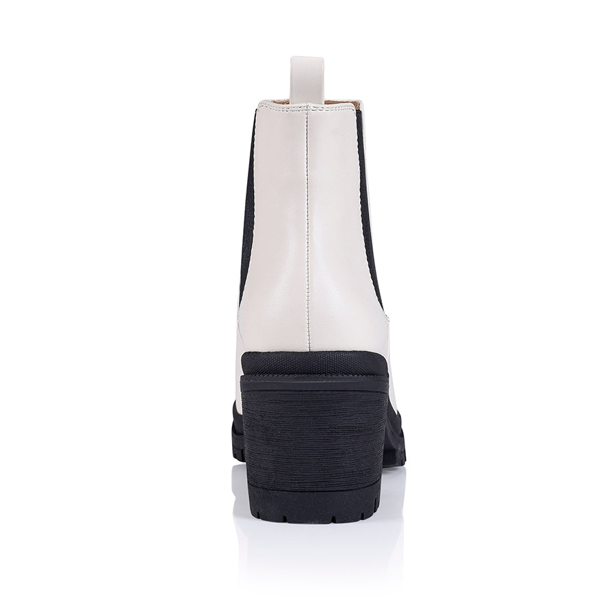Georgia Chunky Combat Boots - Bone Smooth