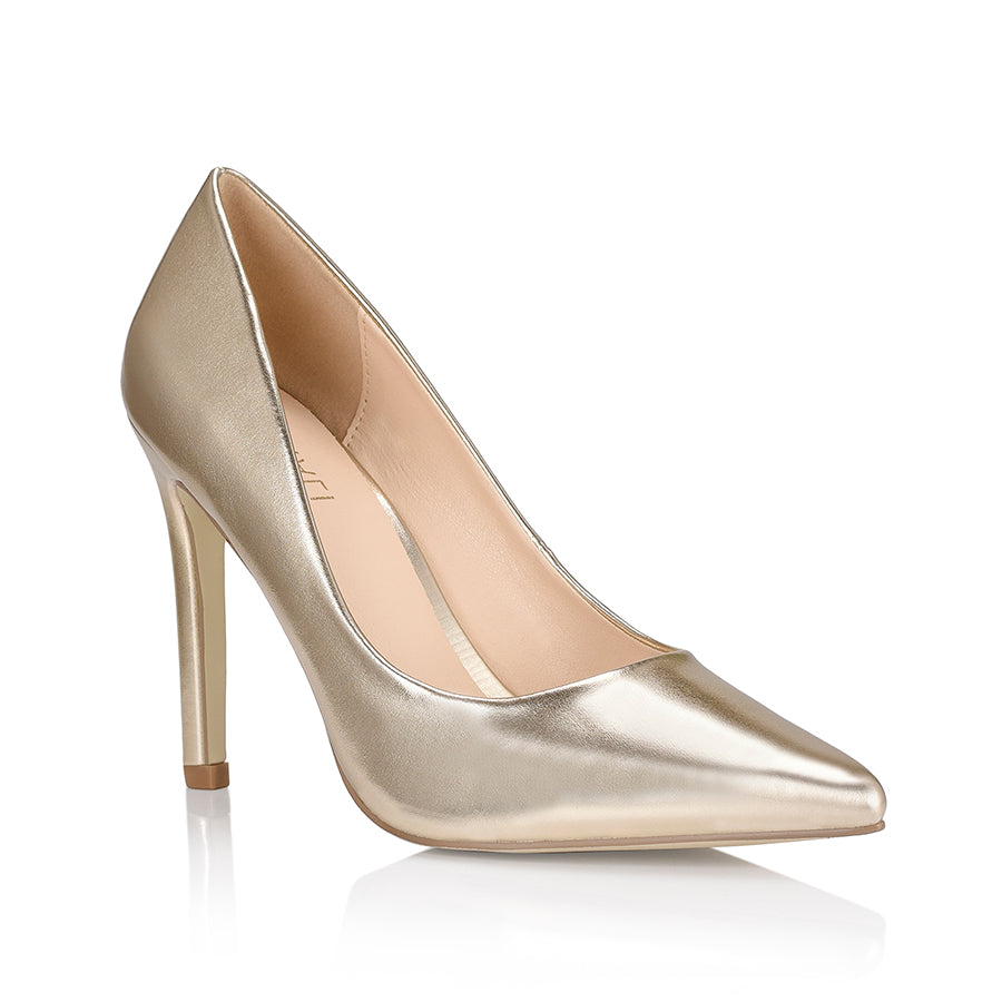 Harolina Women's Champagne Metallic Stiletto Pumps | Verali Shoes