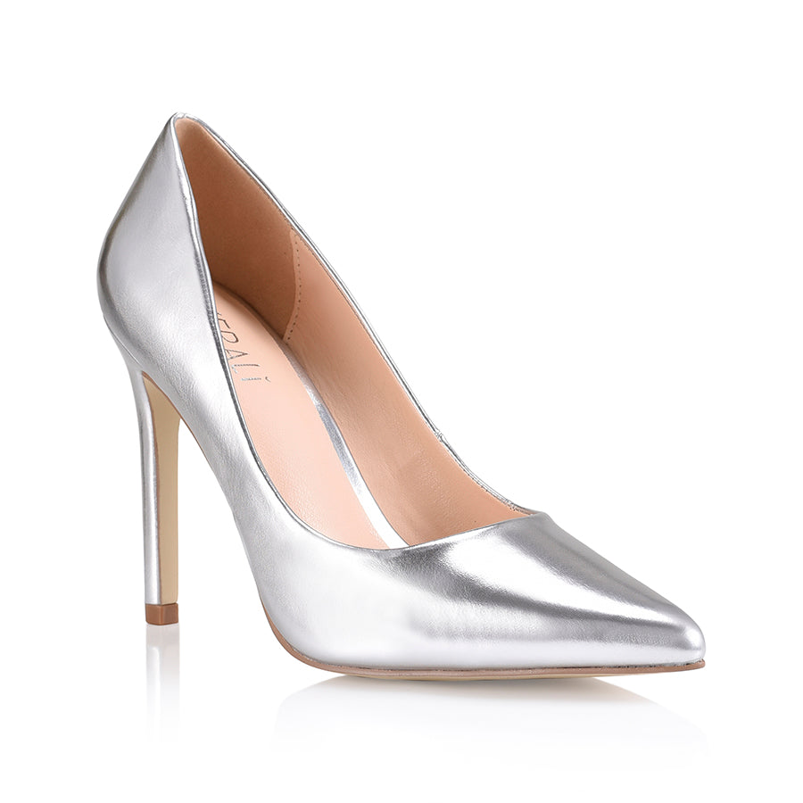 Harolina Silver Smooth Stiletto Pumps | Verali Shoes