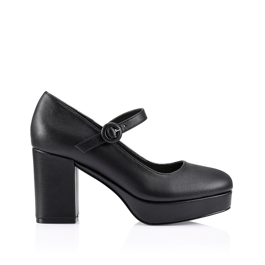 Hennessy Mary Jane Platforms - Black Smooth