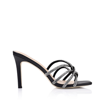 Jaiden Stiletto Mules Black Smooth Verali Shoes