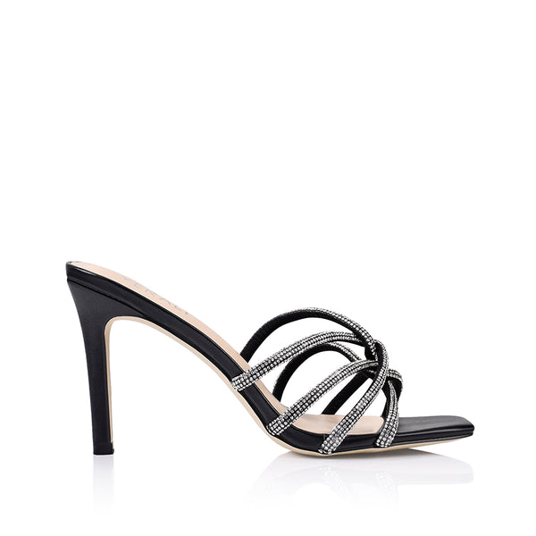 Jaiden Stiletto Mules Black Smooth Verali Shoes