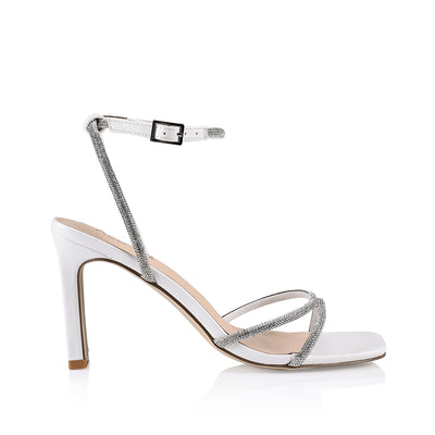 White and hotsell silver block heels