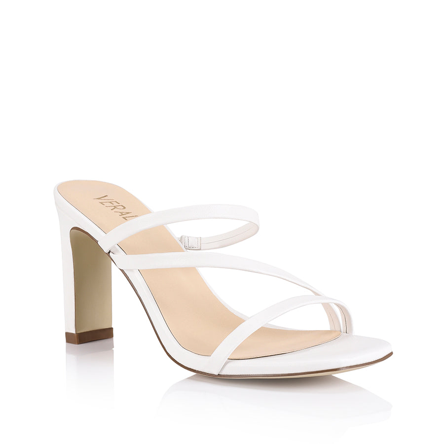 Kipper Block Heel Mules - White Smooth