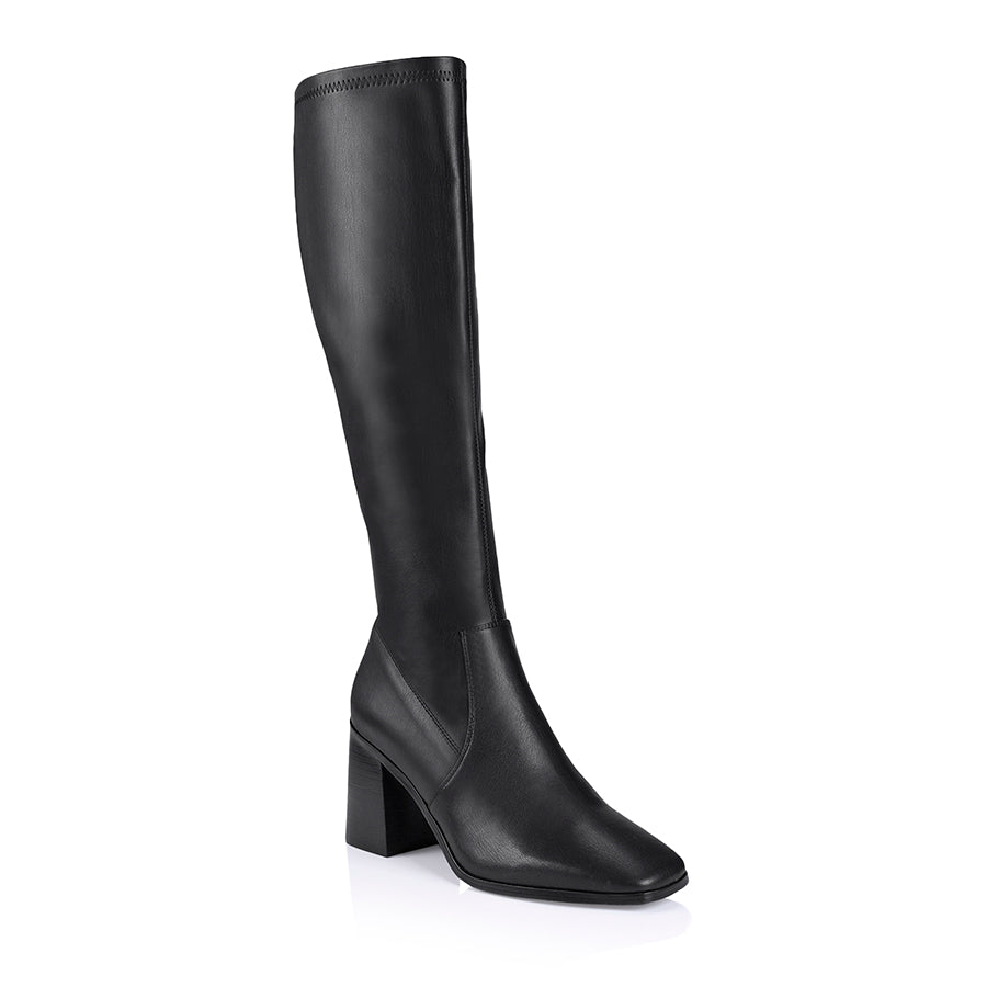 Linden Knee High Boots - Black Smooth