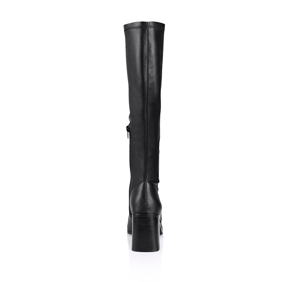 Linden Knee High Boots - Black Smooth