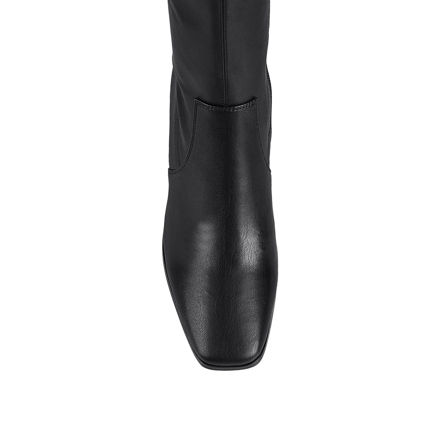 Linden Knee High Boots - Black Smooth