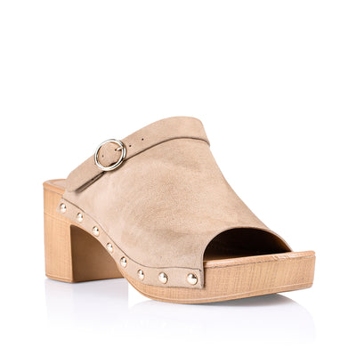 Luella Open Toe Taupe Block Heels Verali Shoes