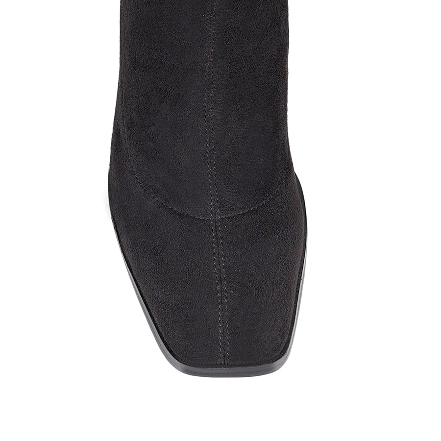 Macey Knee High Boots - Black Micro
