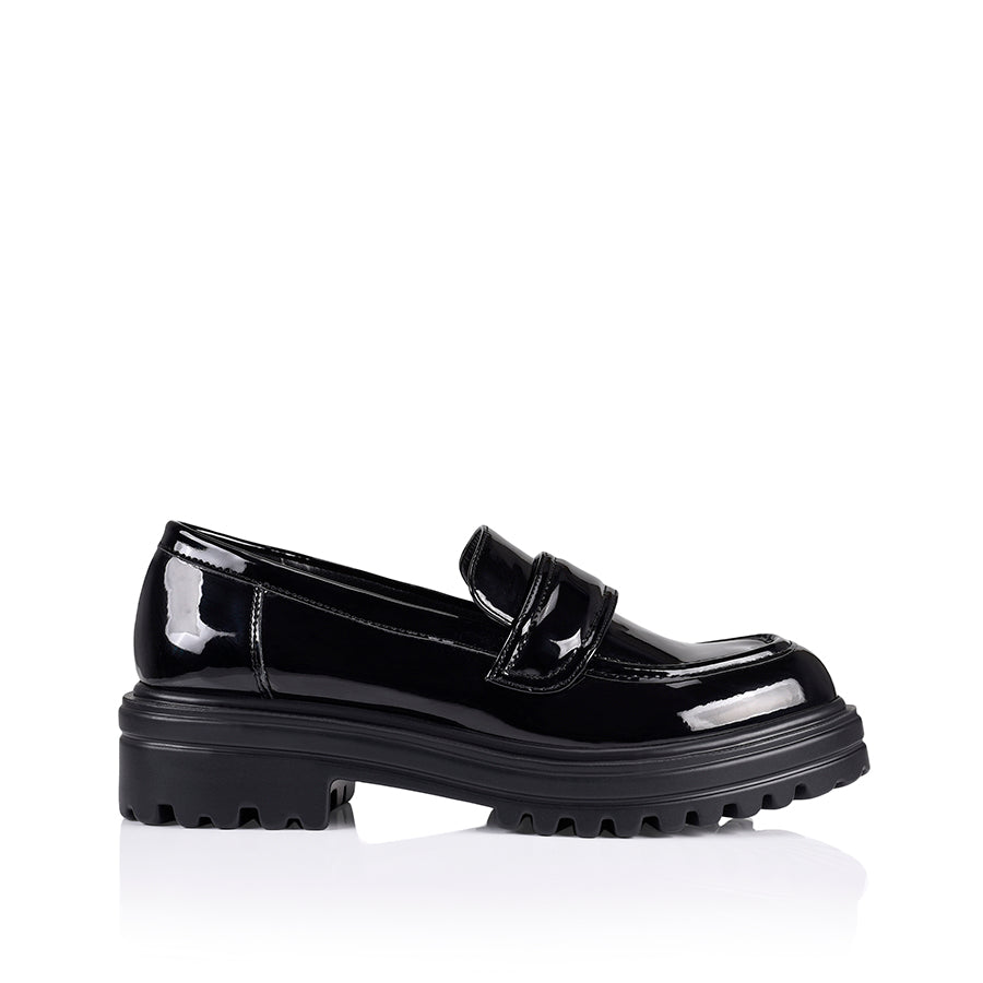 Moss Chunky Loafers - Black Patent