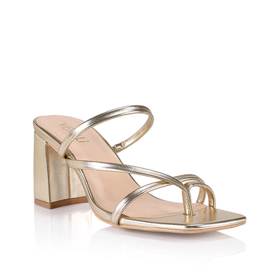 Naomi Block Heels Champagne Metallic Verali Shoes