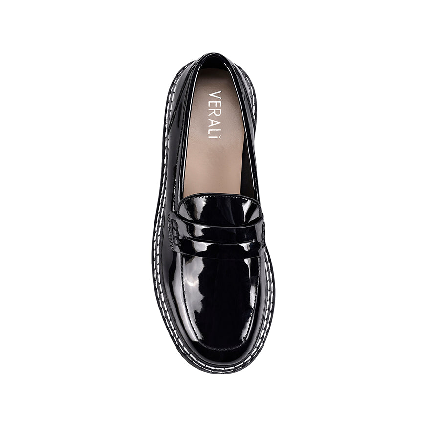 Women s Neo Black Patent Chunky Loafers Verali Shoes