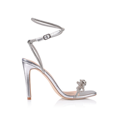 Ottawa Diamante High Heels Silver Metallic Smooth Verali Shoes
