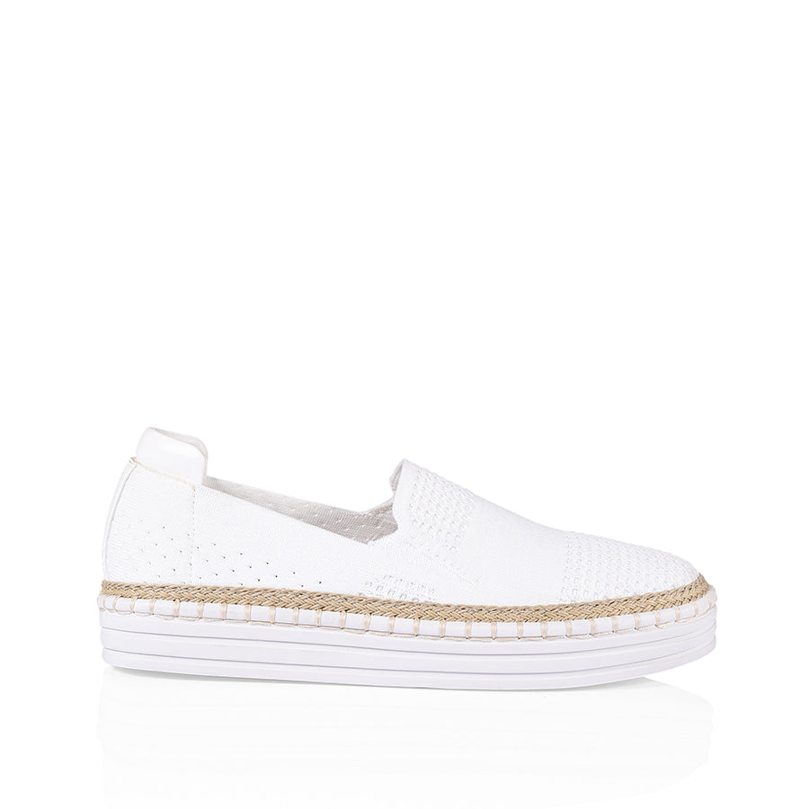 Queen Slip On Sneakers - White Knit