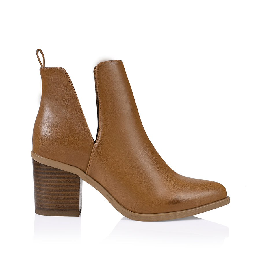 Santana Cut Out Ankle Boots - Tan Softee