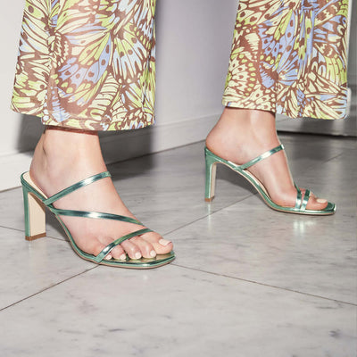 Green sales block heels