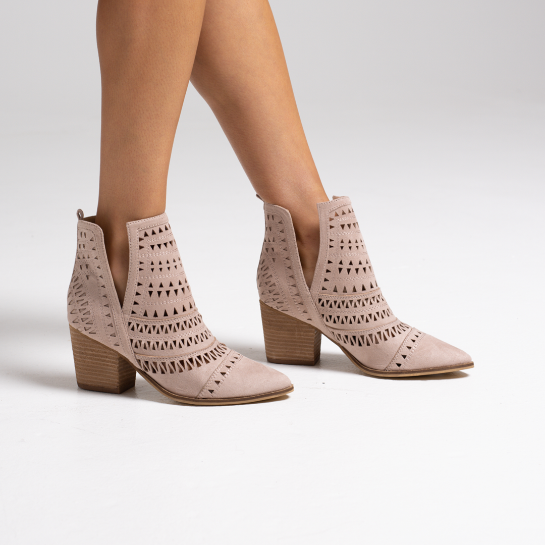 Karina Cutout Ankle Boots - Blush Microsuede
