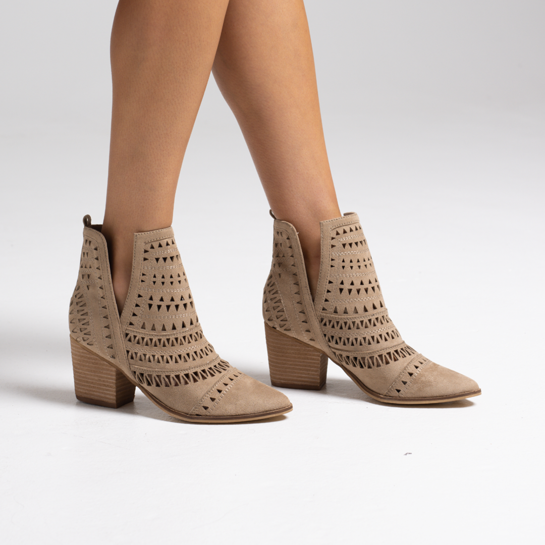 Karina Cutout Ankle Boots - Taupe