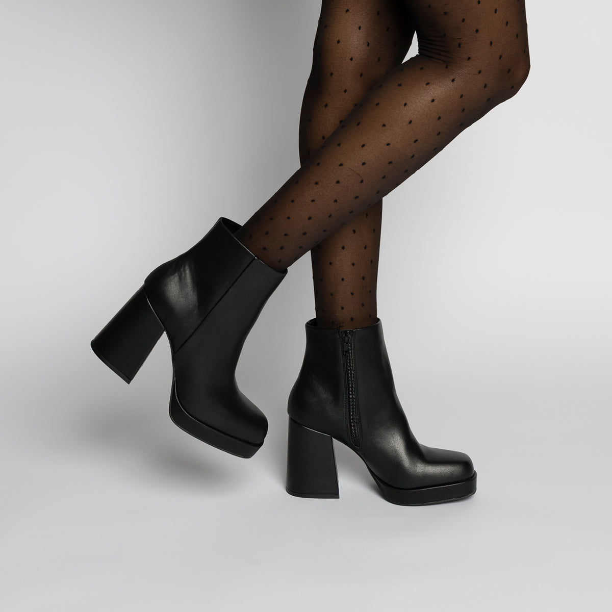Avery Platform Ankle Boots - Black