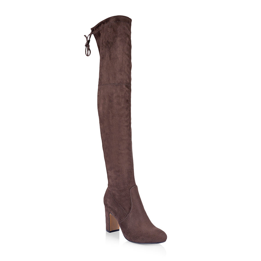 Chocolate over the knee boots shop